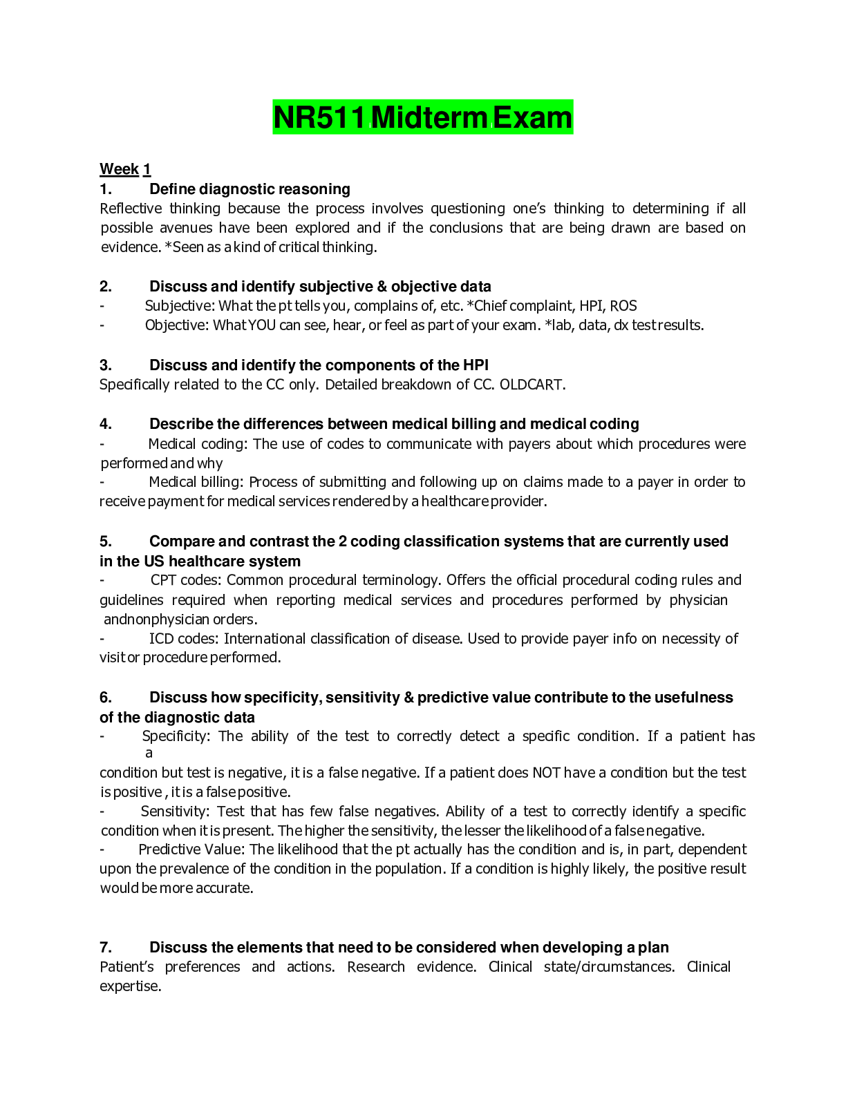 Preview image for NR511 Midterm Exam /NR511 Midterm Exam -COMPLETE SOLUTION